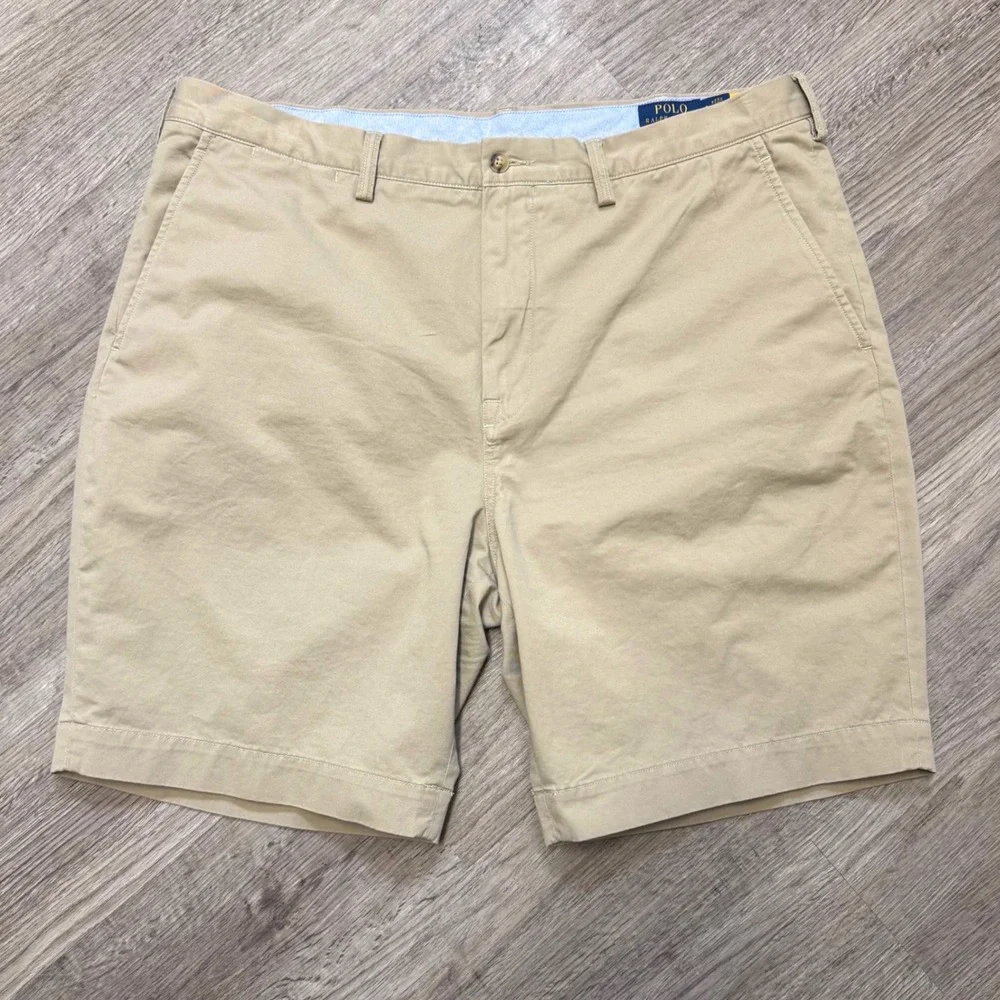 Polo Ralph Lauren Mens 40 Tan Khaki Stretch Classic Fit Chino Shorts 9 Inseam